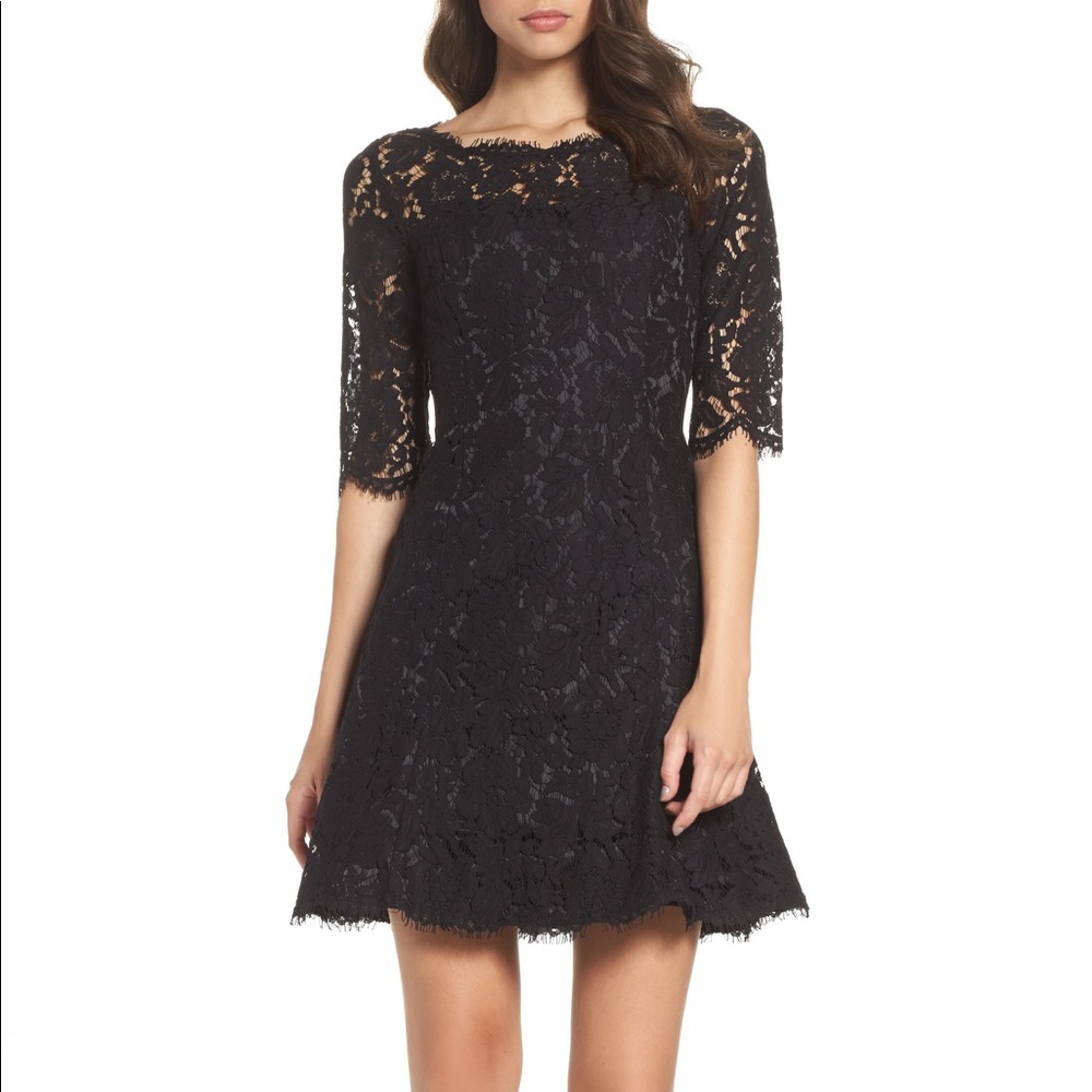 NWT Eliza J black eyelash lace dress size 6